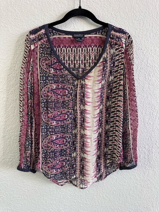 Lucky Brand Tops - Lucky Brand Boho Peasant Blouse Mixed Print Paisley Sheer Festival Top XS